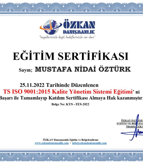 Kalite Yönetim Sistemi Eğitimi